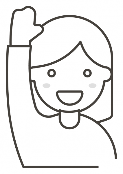 Woman Raising Hand coloring page image
