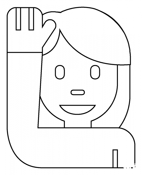 Woman Raising Hand Emoji coloring page image