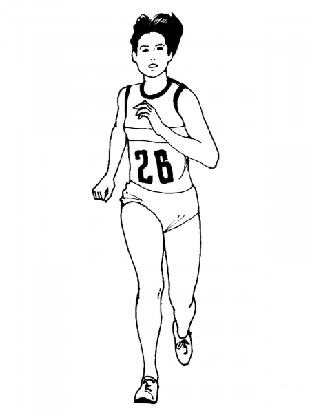 Woman Running a Marathon coloring page image