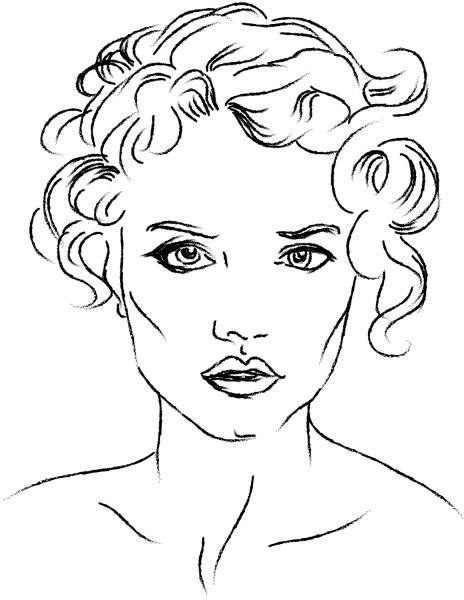 Woman’s Face coloring page image