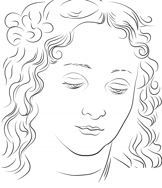 Woman’s Head by Leonardo da Vinci coloring page image