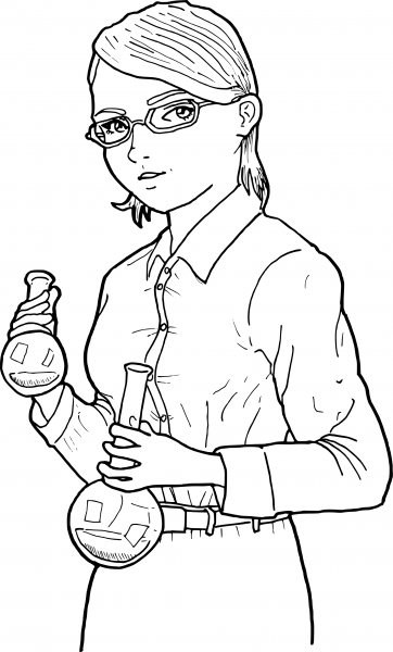 Woman Scientist coloring page image