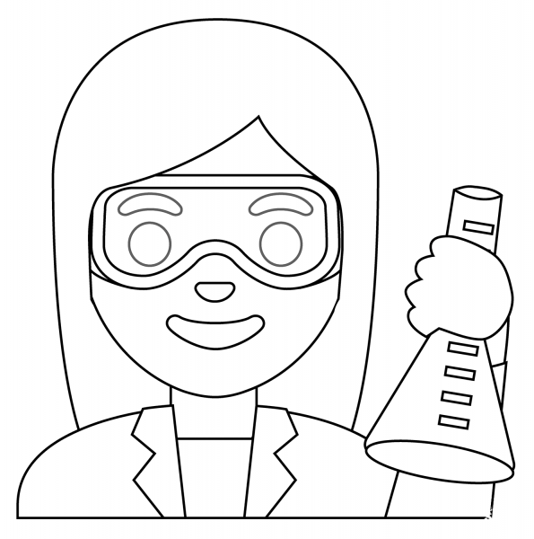 Woman Scientist Emoji coloring page image