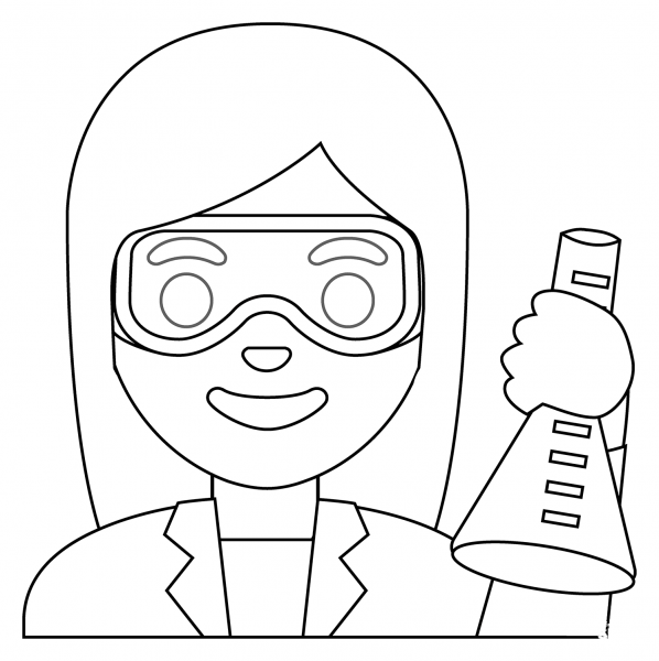 Woman Scientist Emoji coloring page image