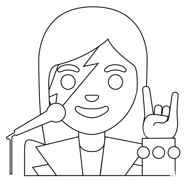 Woman Singer Emoji coloring page image