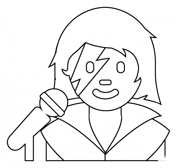 Woman Singer Emoji coloring page image