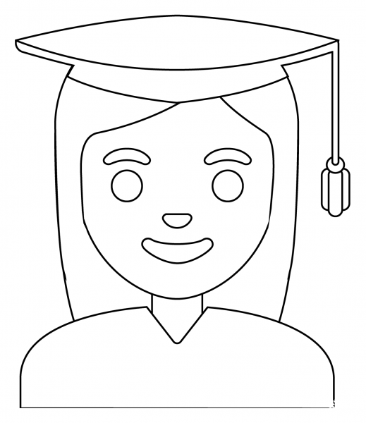 Woman Student Emoji coloring page image