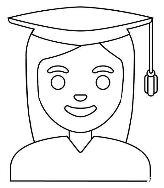Woman Student Emoji coloring page image