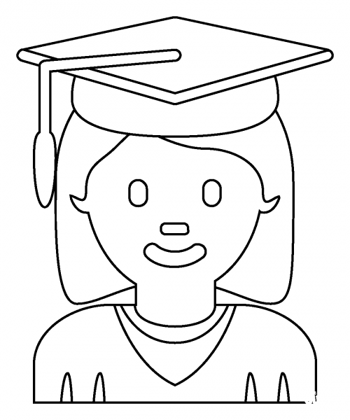 Woman Student Emoji coloring page image