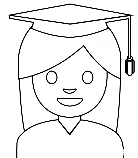 Woman Student Emoji coloring page image