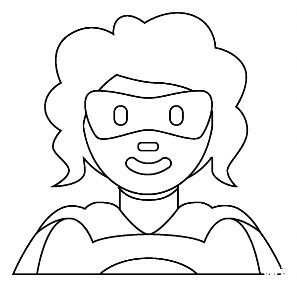 Woman Superhero Emoji coloring page image