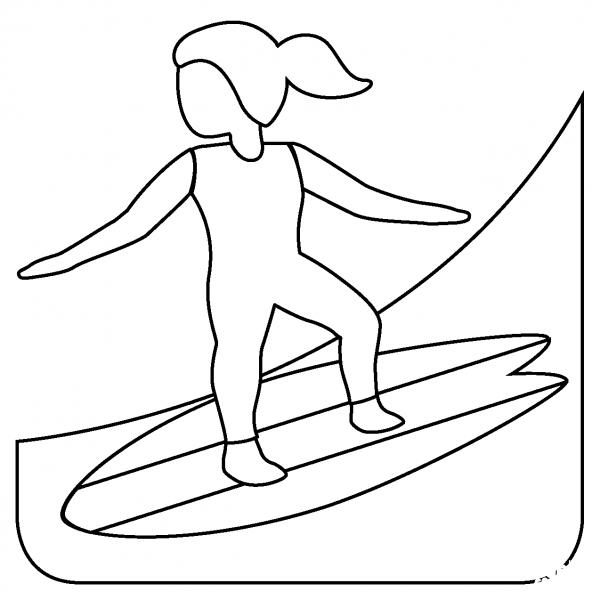 Woman Surfing Emoji coloring page image
