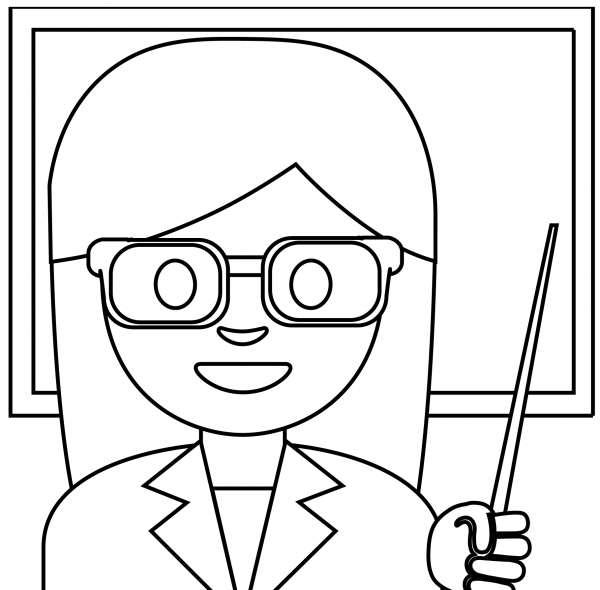 Woman Teacher Emoji coloring page image