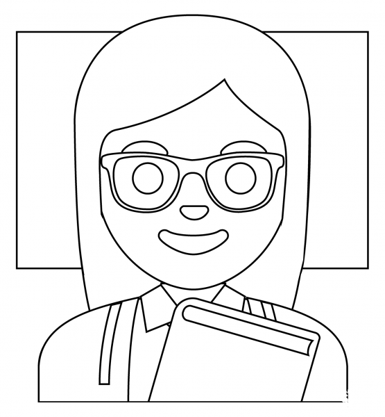 Woman Teacher Emoji coloring page image