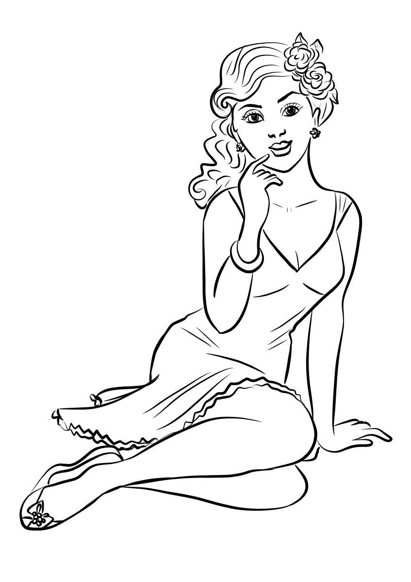 Woman Wearing Cocktail Dress coloring page ColouringPages