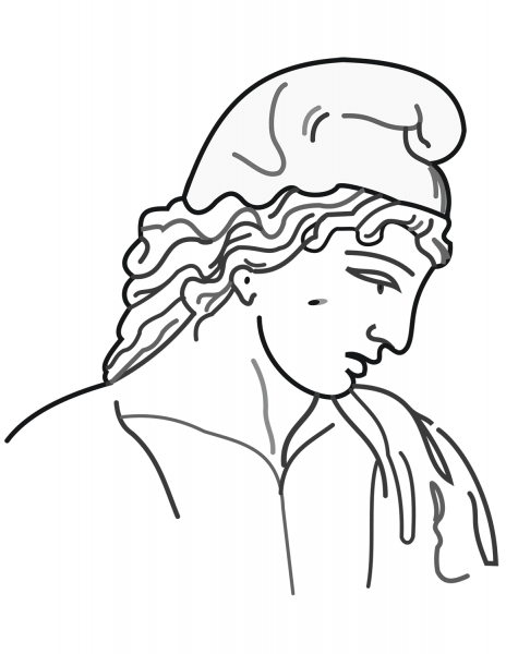 Woman Wearing Phrygian Cap coloring page image