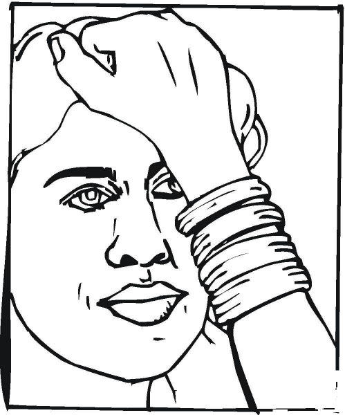 Woman with a Bracelet  coloring page image