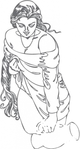 Woman with a Jug coloring page image
