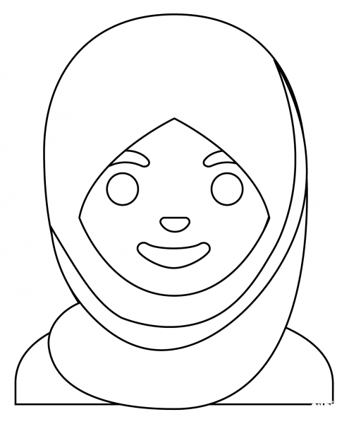 Woman with Headscarf Emoji coloring page image