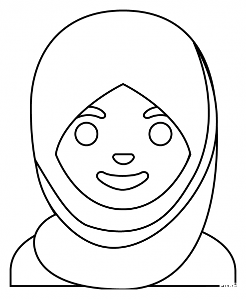 Woman with Headscarf Emoji coloring page image