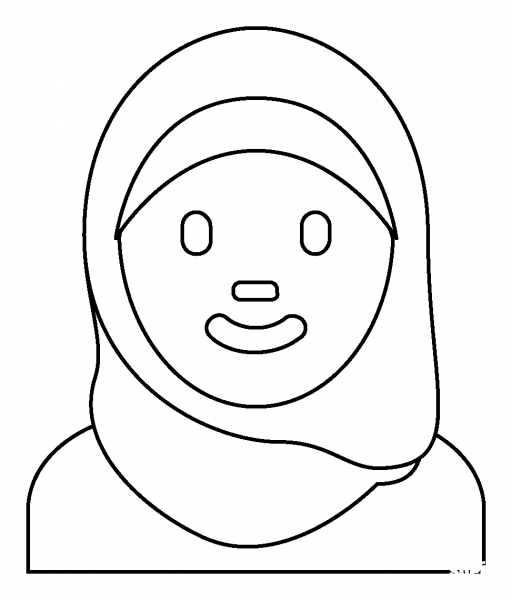 Woman with Headscarf Emoji coloring page image