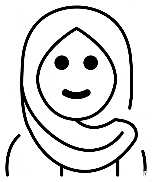 Woman with Headscarf Emoji coloring page image