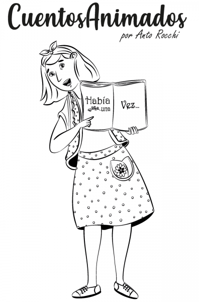 Woman with Storybook coloring page image
