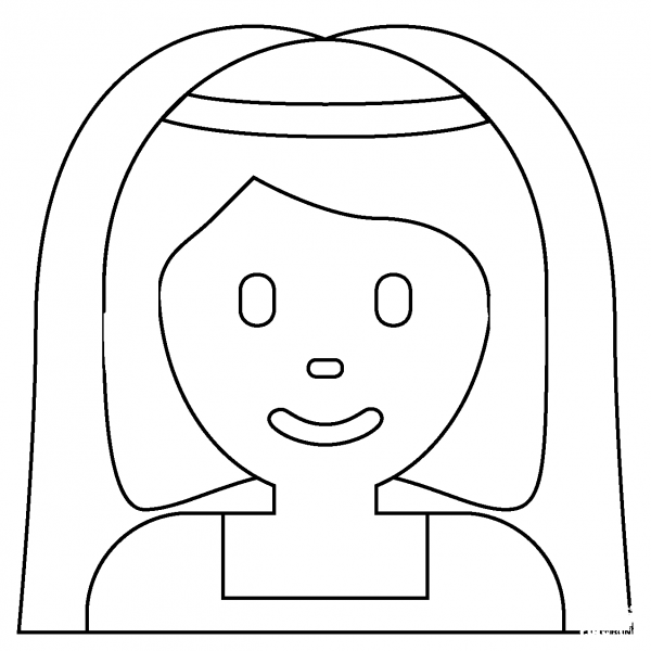 Woman with Veil Emoji coloring page image