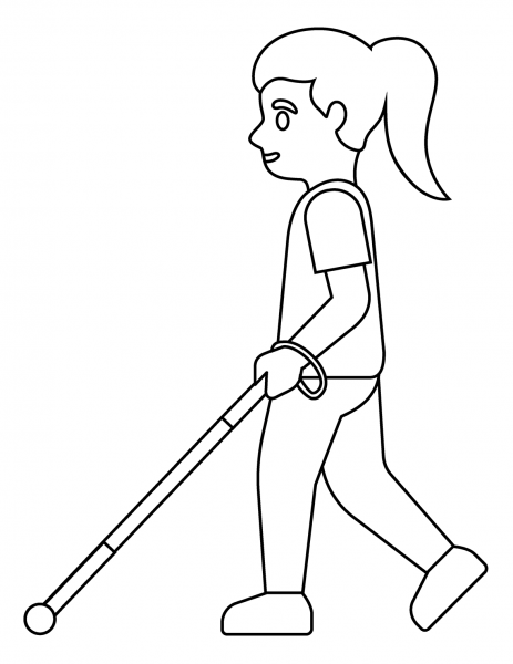 Woman with White Cane Emoji coloring page image