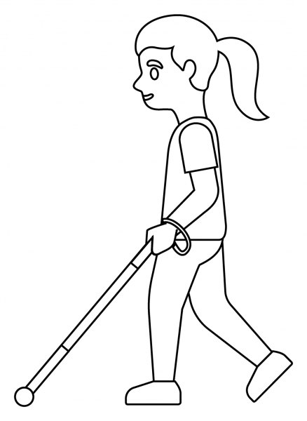 Woman with White Cane Emoji coloring page image