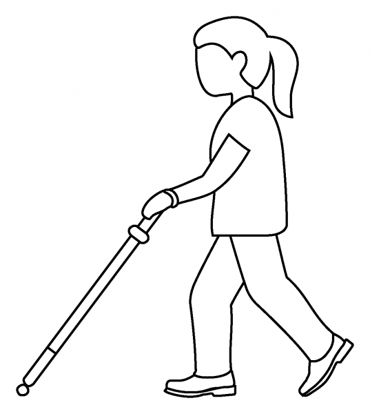 Woman with White Cane Emoji coloring page image