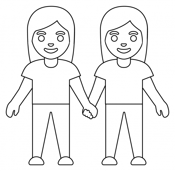 Women Holding Hands Emoji coloring page image