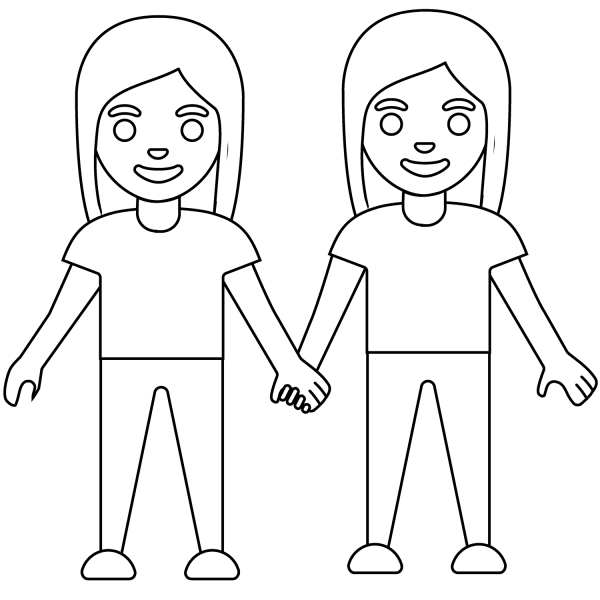 Women Holding Hands Emoji coloring page image