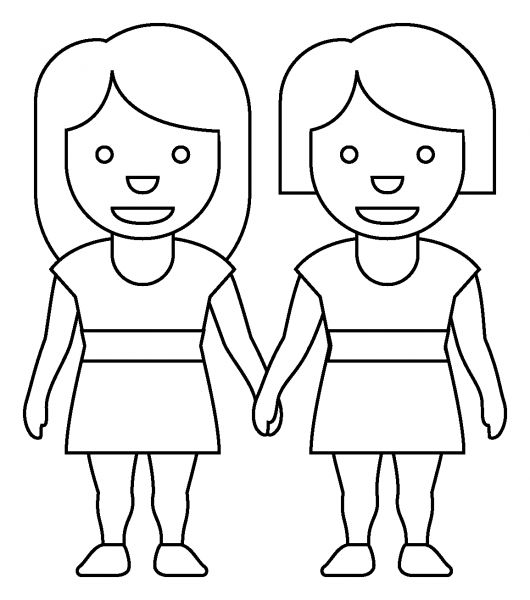 Women Holding Hands Emoji coloring page image