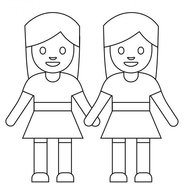 Women Holding Hands Emoji coloring page image