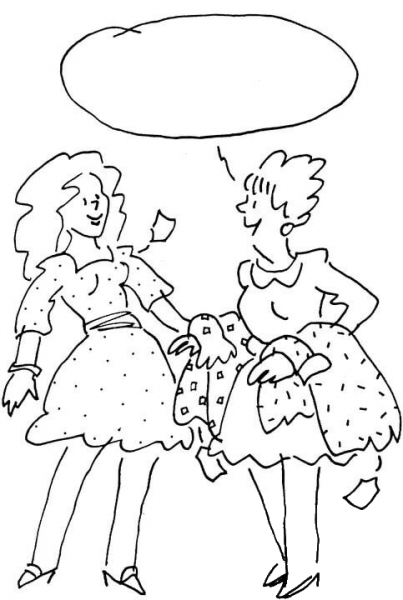 Women In A Shopping Mall  coloring page image
