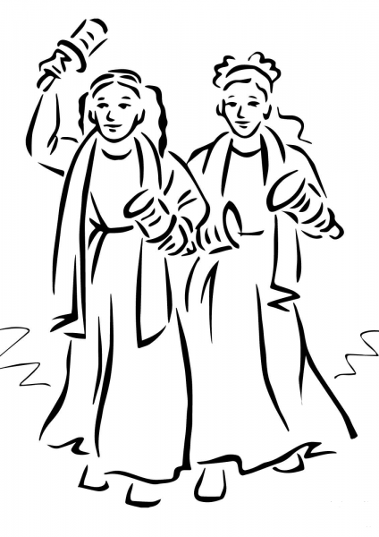 Women Playing Maracas coloring page image