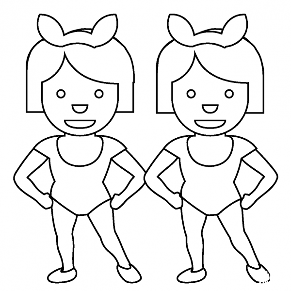 Women with Bunny Ears Emoji coloring page image
