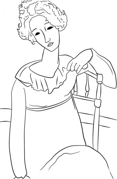 Women with Red Hair by Amedeo Modigliani coloring page image