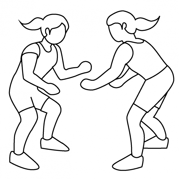 Women Wrestling Emoji coloring page image