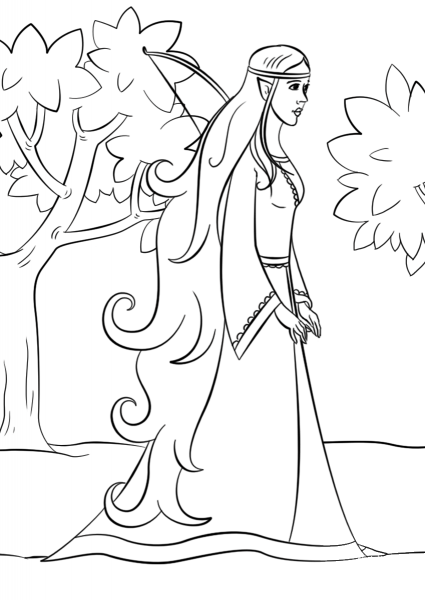 Wood Elf Girl coloring page image
