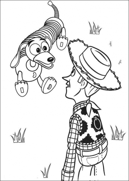 Woody, Sheriff And Slinky Dog  coloring page image