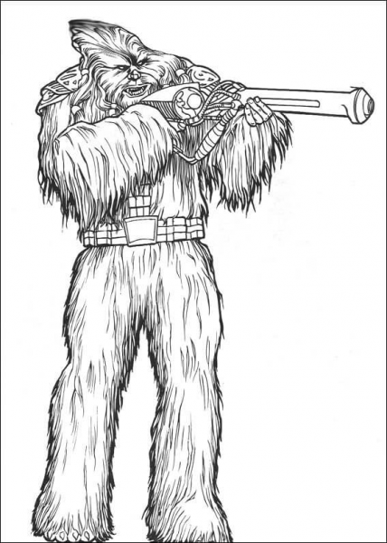 Wookie with kashyyyk long gun coloring page image