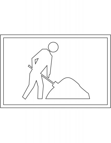 “Workers Ahead” Sign in Australia coloring page image