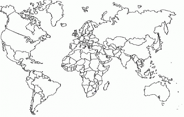 World Map With Boundaries  coloring page image