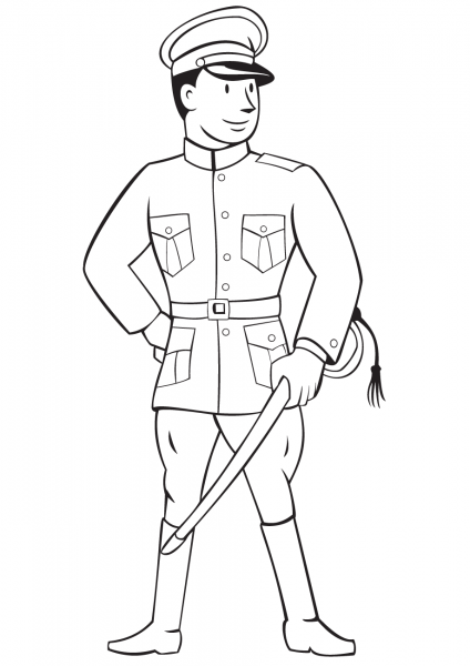 World War 1 Officer coloring page image