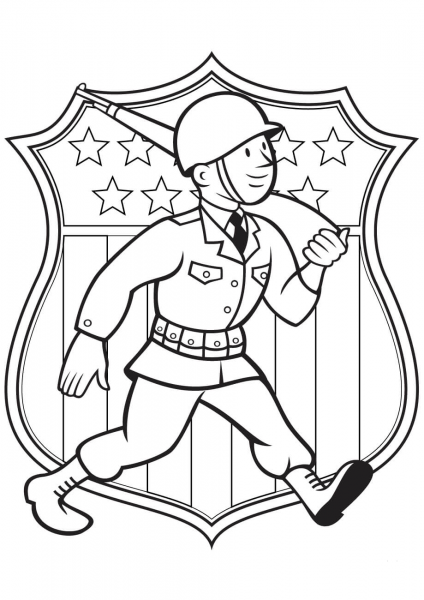 World War 2 American Soldier coloring page image