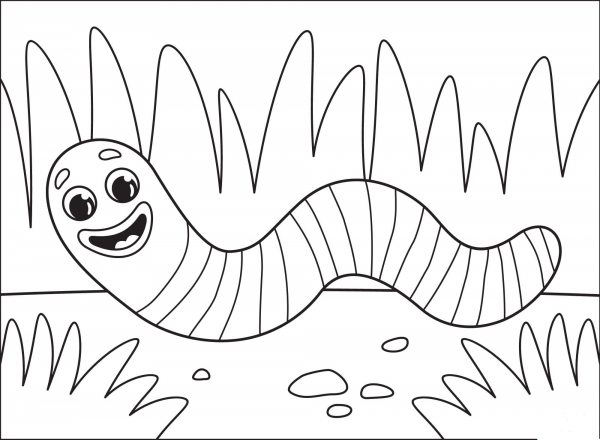 Worm coloring page image