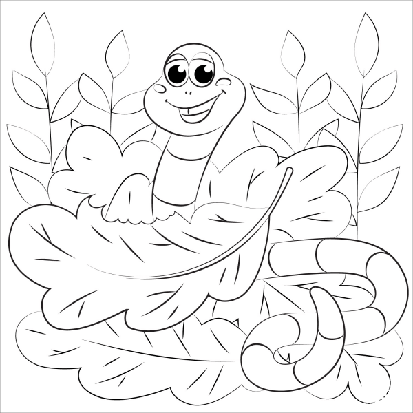 Worm coloring page image