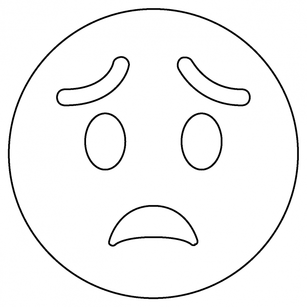Worried Face Emoji coloring page image